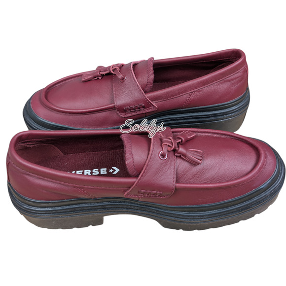 Converse All Star Lugged Heel Leather Loafer Deep Bordeaux Burgundy Red Womens 9 - Picture 9 of 9